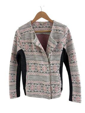Lucky‎ Brand Women’s Aztec Tribal Asymmetrical Zip Knit Jacket Size M Blazer